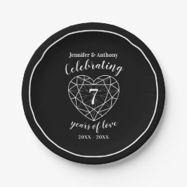 Onyx記念日7年のパーソナライズされたパーティープレート ペーパープレート