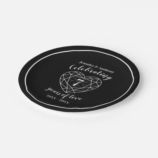 Onyx記念日7年のパーソナライズされたパーティープレート ペーパープレート (アングル)