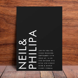 Onyx Black Ultra モダン NAMESはっきりしたシンプル結婚の 招待状