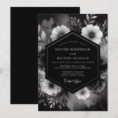 Onyx Floral Noir Wedding 招待状 (正面/裏面)