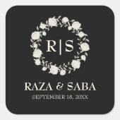 Onyx Grace Black and Ivory Wedding スクエアシール (正面)