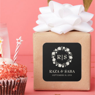 Onyx Grace Black and Ivory Wedding スクエアシール