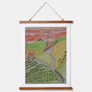 OOAK TUSCANY watercolor reproduced on canvas  吊り下げ型タペストリー