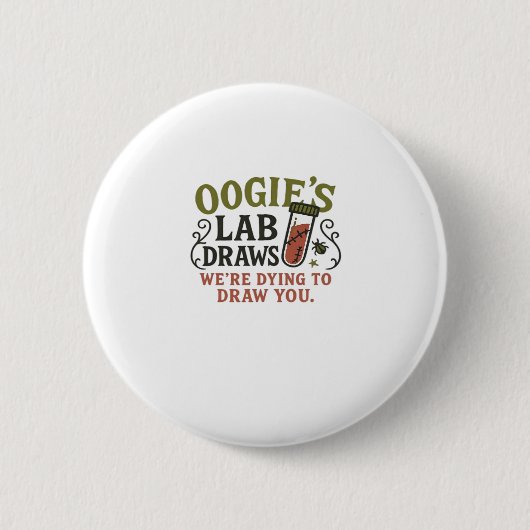 Oogie�s Lab Draws � ハロウィンの楽しい臨床検査技師と 缶バッジ (正面)