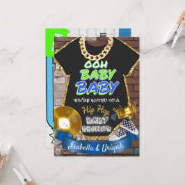 Ooh Baby Baby | ヒップホップ ブルー&グリーン レトロ 招待状