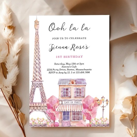 Ooh la la Paris Birthday Invitation 招待状