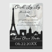 Ooh La La Paris Skyline Photo Save the Date マグネット招待状 (正面)