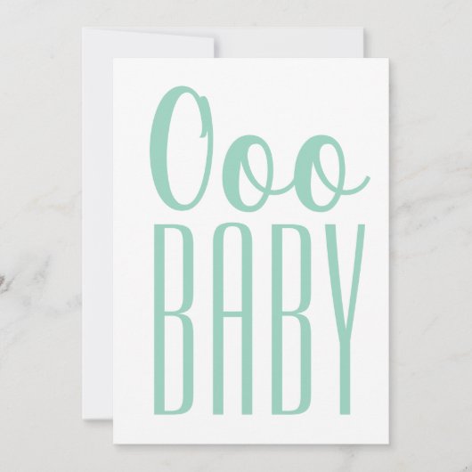 OOO BABYシャワーのミニマリストグリーン 招待状 (正面)