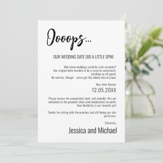 💍 Ooopsミニマルエレガントリスト日付の変更 セーブザデート (スタンド正面)