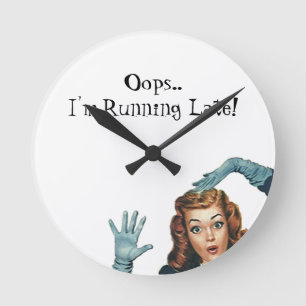 Oopsギフトの時計のヴィンテージを遅く走るレトロPin ラウンド壁時計