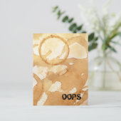 Oopsコーヒーの汚れと水こぼれ ポストカード (スタンド正面)