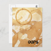 Oopsコーヒーの汚れと水こぼれ ポストカード (正面/裏面)