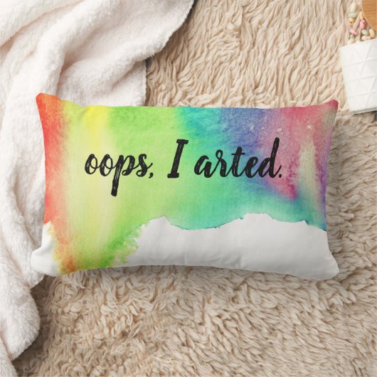 Oops私は芸術の虹の水彩画のおもしろいな引用文をarted ランバークッション (ブランケット)