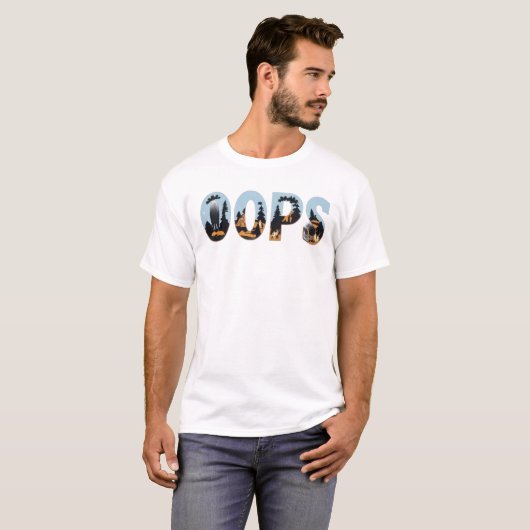 Oops - よくはしゃぐ自然グラフィックT型 Tシャツ (正面フル)