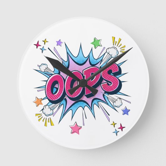 OOPS コミックバースト ラウンド壁時計 (正面)