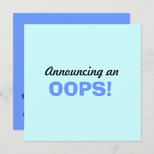 「Oops」ベビー発表 招待状 (正面/裏面)