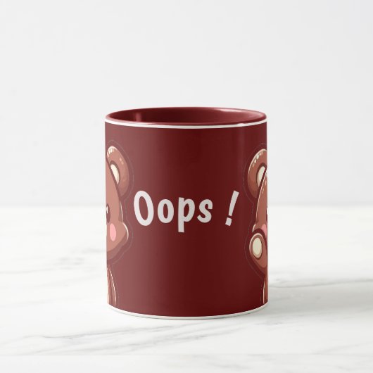 Oops Cute Teddy Bear – Kawaii Mug Design マグカップ (中央)