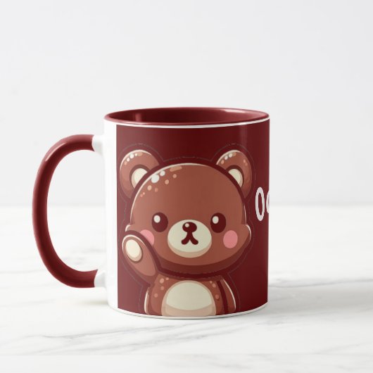 Oops Cute Teddy Bear – Kawaii Mug Design マグカップ (左)