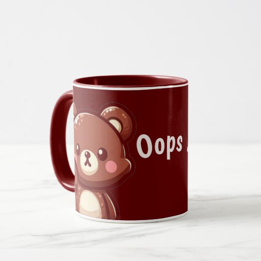 Oops Cute Teddy Bear – Kawaii Mug Design マグカップ (正面左)