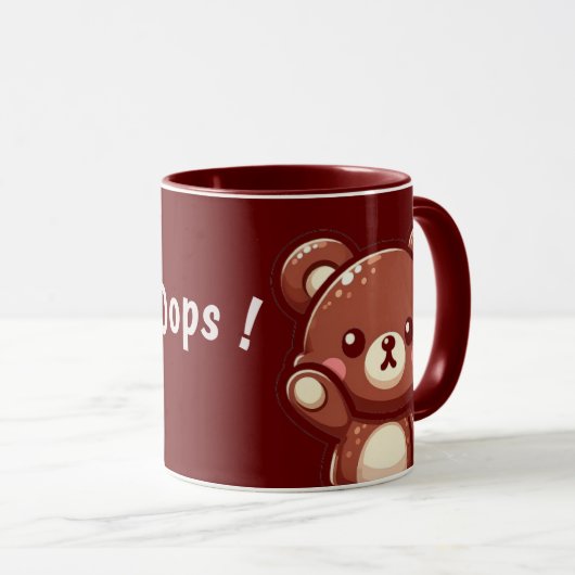 Oops Cute Teddy Bear – Kawaii Mug Design マグカップ (正面右)