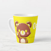 Oops! Cute Teddy Bear Mug – Fun Yellow Coffee Cup カフェラテマグ (左アングル)