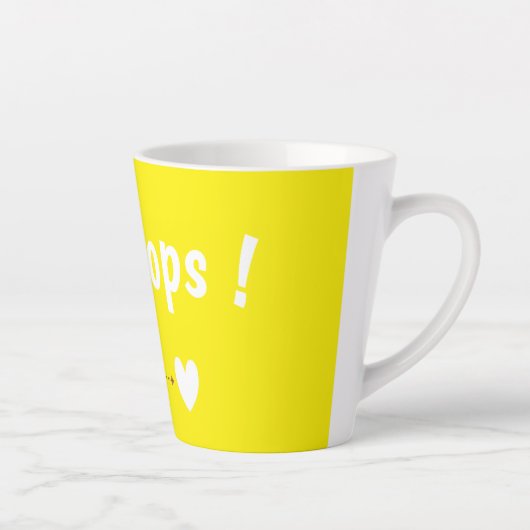 Oops! Cute Teddy Bear Mug – Fun Yellow Coffee Cup カフェラテマグ (右)