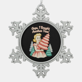 Oops I Bought Another Tree Funny Xmas Christmas スノーフレークピューターオーナメント