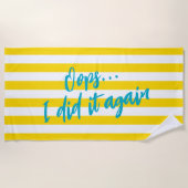 Oops I Did It Again Cute Cabana Stripe Pool Party ビーチタオル (正面)