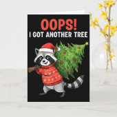 Oops I Got Another Tree Funny Raccoon Christmas Qu カード (黄色い花)