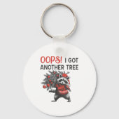 Oops I Got Another Tree Funny Raccoon Christmas Qu キーホルダー (正面)