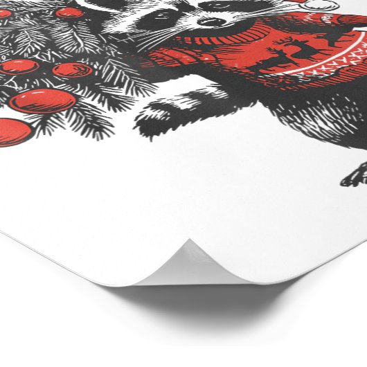 Oops I Got Another Tree Funny Raccoon Christmas Qu ポスター (角)