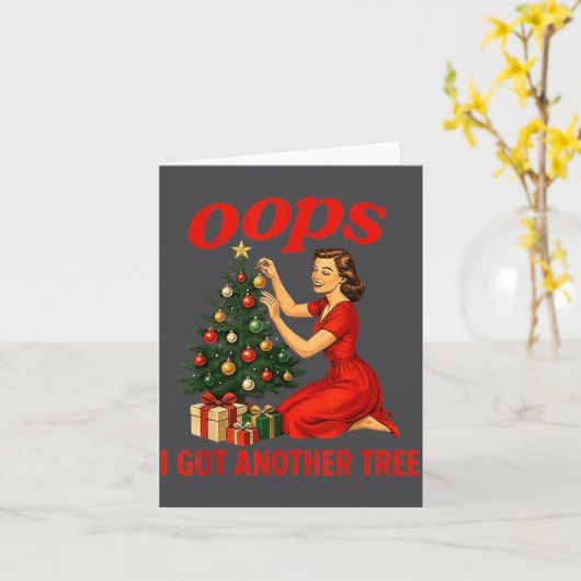 Oops I Got Another Tree Funny Retro Christmas カード (黄色い花)