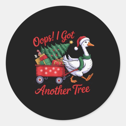 Oops! I Got Another Tree Goose Christmas Tree  ラウンドシール (正面)