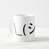 Oops Shrug Emoticon O\_(シ)_/ 日本のKaomoji コーヒーマグカップ (正面左)