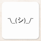 Oops Shrug Emoticon O\_(シ)_/ 日本のKaomoji スクエアペーパーコースター (正面)