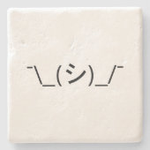Oops Shrug Emoticon O\_(シ)_/ 日本のKaomoji ストーンコースター (正面)