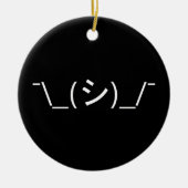 Oops Shrug Emoticon O\_(シ)_/ Kaomoji 日本の Pin セラミックオーナメント (正面)