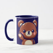 Oops Teddy Bear Coffee Mug with Heart | Cute Blue  マグカップ (左)