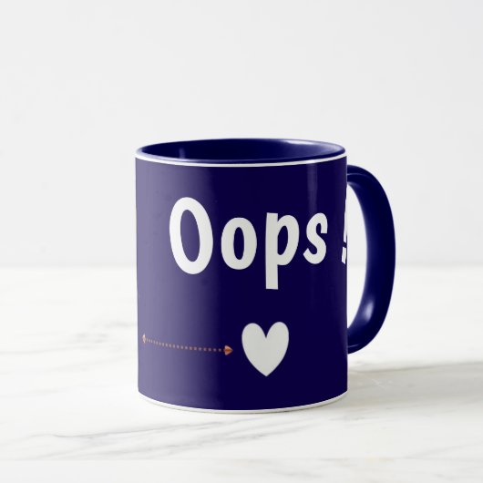 Oops Teddy Bear Coffee Mug with Heart | Cute Blue  マグカップ (正面右)