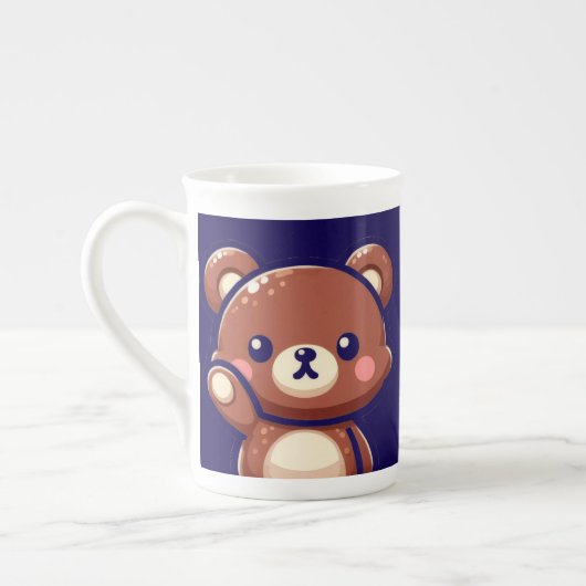 Oops Teddy Bear Specialty Mug with Heart | Cute Ka ボーンチャイナマグカップ (左)