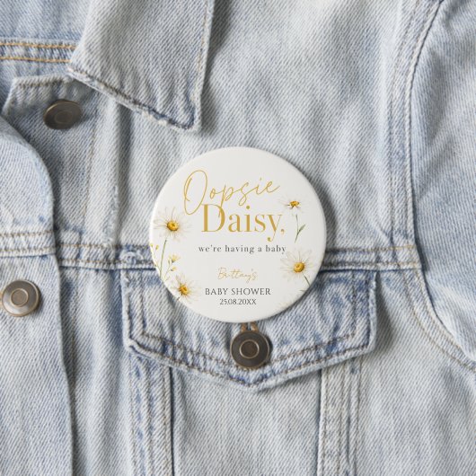 Oopsie Daisy シンプルな水彩ベビーシャワー 缶バッジ (インサイチュ)