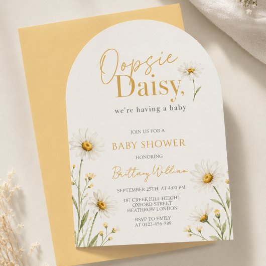 Oopsie Daisy 野の花 水彩 ベビーシャワー 招待状