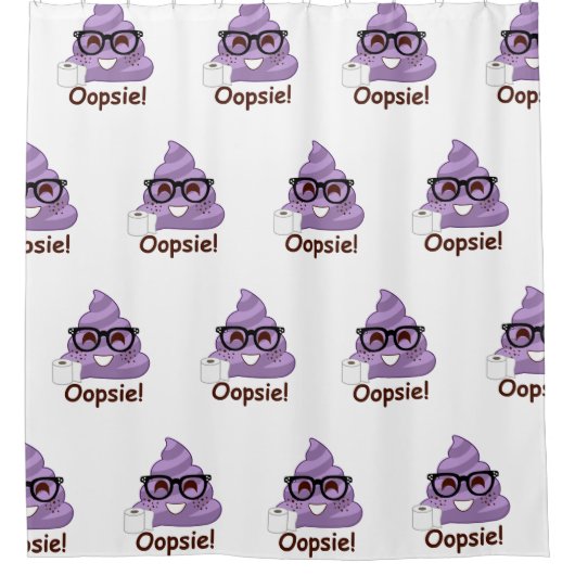 Oopsies PoopsiesおもしろいなEmojiのウンチのシャワー・カーテン シャワーカーテン (正面)