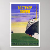 Oostende Dover Belgium UK船ヴィンテージ旅行 ポスター (正面)