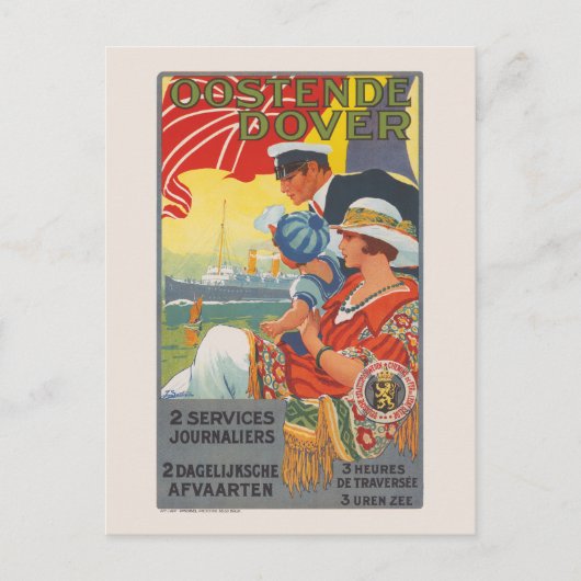Oostende Dover Vintage Poster 1920 ポストカード (正面)