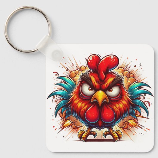 "Oots Rooster" Double Sided Aluminum Keychain キーホルダー (正面)