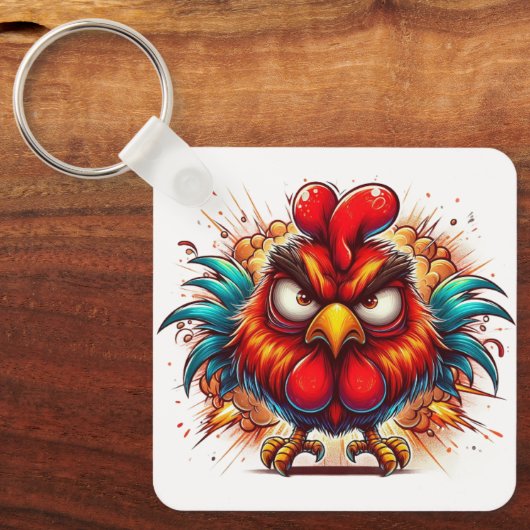 "Oots Rooster" Double Sided Aluminum Keychain キーホルダー (正面)