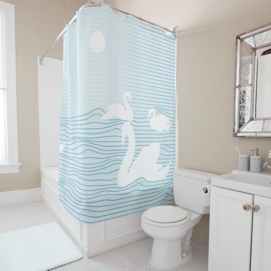 OPアートブルースワンドリフトマグ シャワーカーテン (インサイチュ)