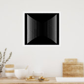 Op Art垂直バーホワイトオンブラックプログレッシブ01 ポスター (キッチン)