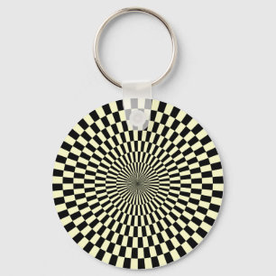 Op Art – クリームとブラック キーホルダー